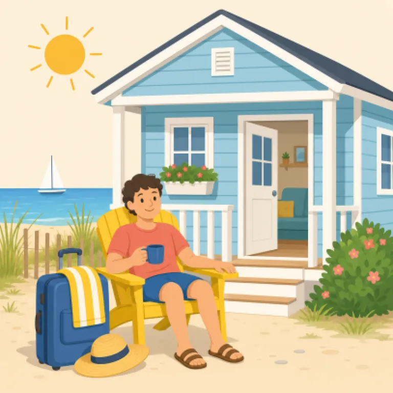 summer（夏を過ごす・verb）の覚え方イラスト