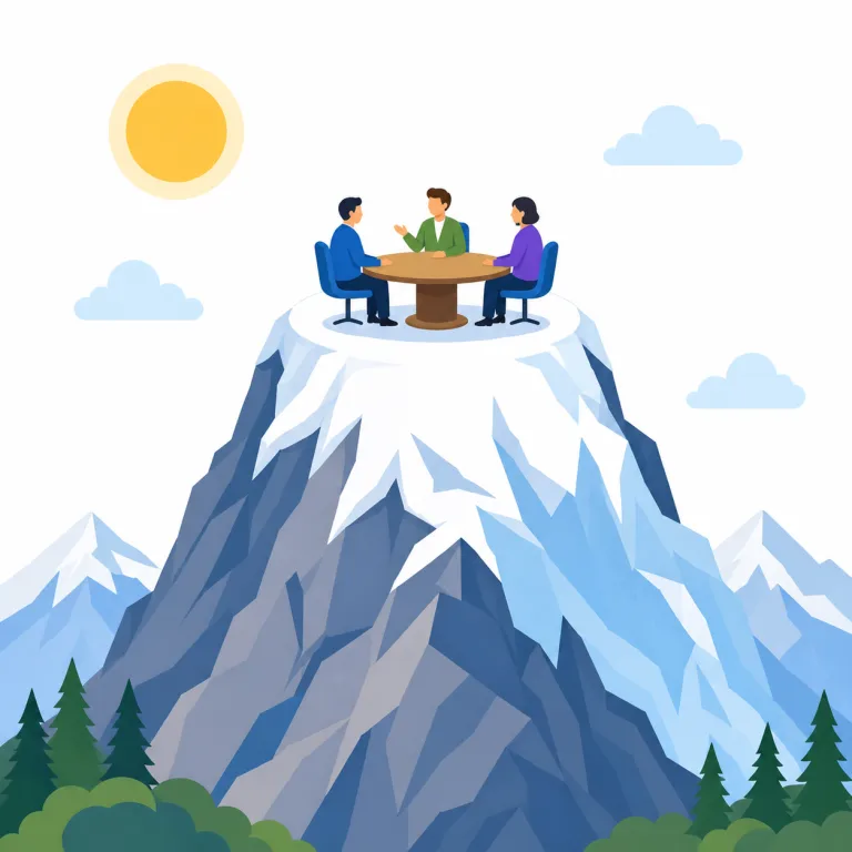 summit（首脳会談／山頂・名詞）の覚え方イラスト — まず「いちばん上」を核にすると覚えやすい語です