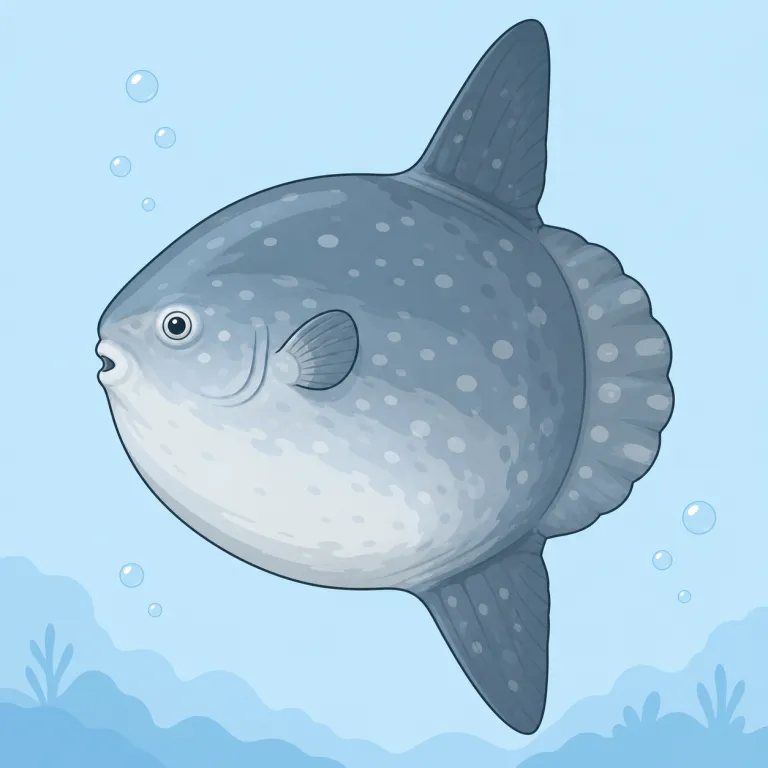 sunfish（マンボウ・名詞）の覚え方イラスト — sunfish は「マンボウ」を指す魚名として、goldfish や swordfish のような一つの名前として覚えるとよいです