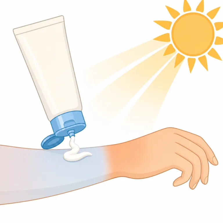 sunscreen（日焼け止め・名詞）の覚え方イラスト — sun と screen の組み合わせで覚えると定着しやすい