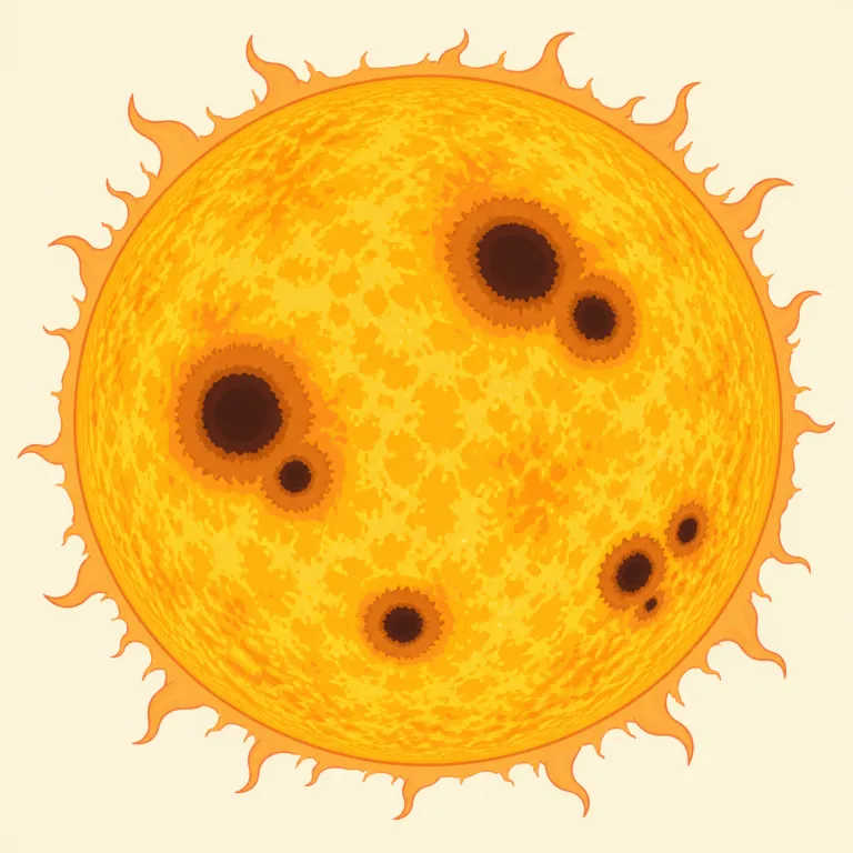 sunspot（黒点・名詞）の覚え方イラスト — sun + spot の見たままの複合語