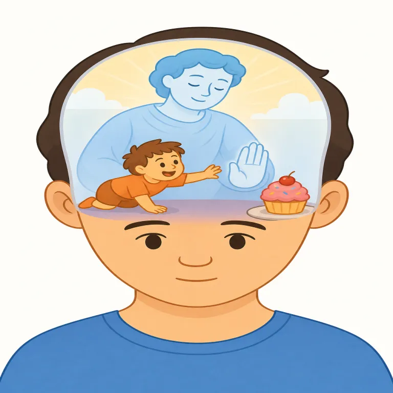 superego（超自我・名詞）の覚え方イラスト — 心理学では id・ego・superego を3点セットで並べると覚えやすいです