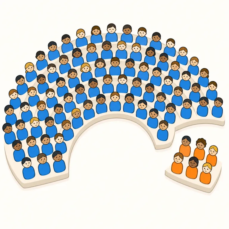 supermajority（特別多数・名詞）の覚え方イラスト — supermajority は majority「多数」に super-「通常を超える」が付いた語です
