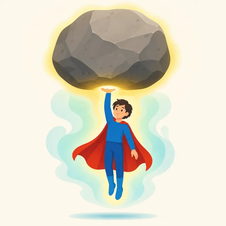 superpower（超大国・名詞）の覚え方イラスト — super は「すごく強い」、power は「力」です