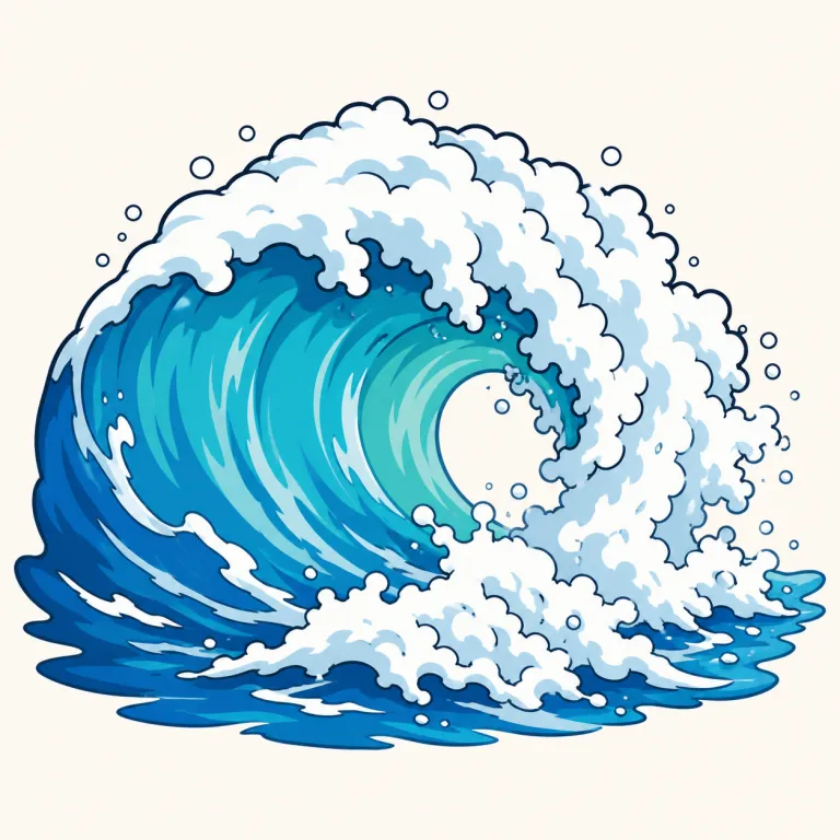 surf（波、砕け波・noun）の覚え方イラスト