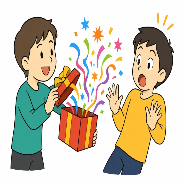 surprise（驚かせる・verb）の覚え方イラスト