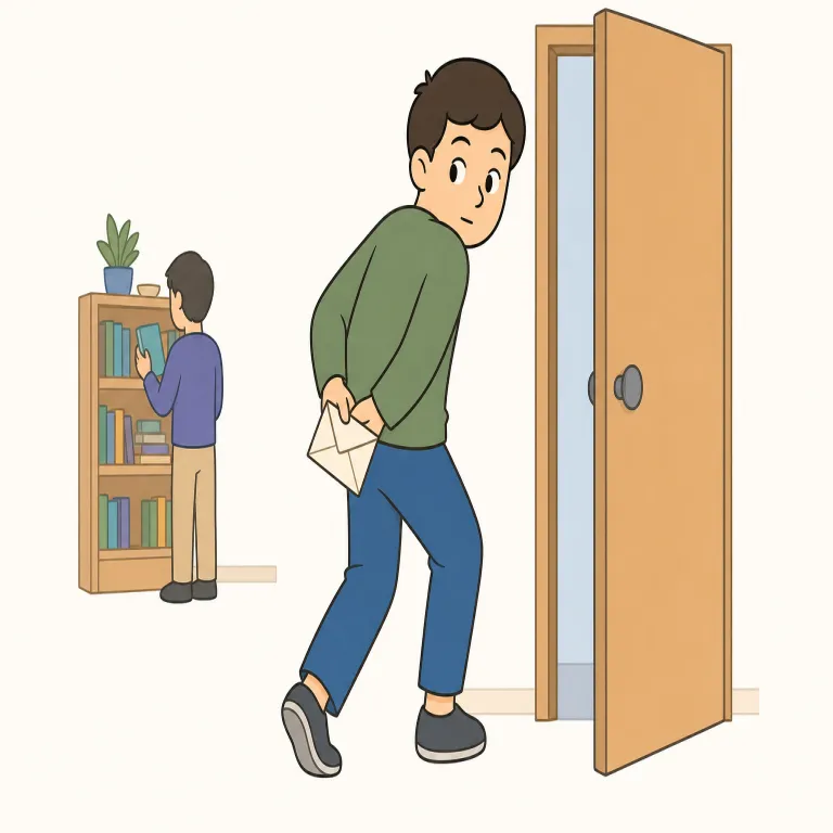 surreptitious（内密の・形容詞）の覚え方イラスト — まず secret, stealthy, hidden, covert など『人に気づかれない』仲間に置くと覚えやすい語です