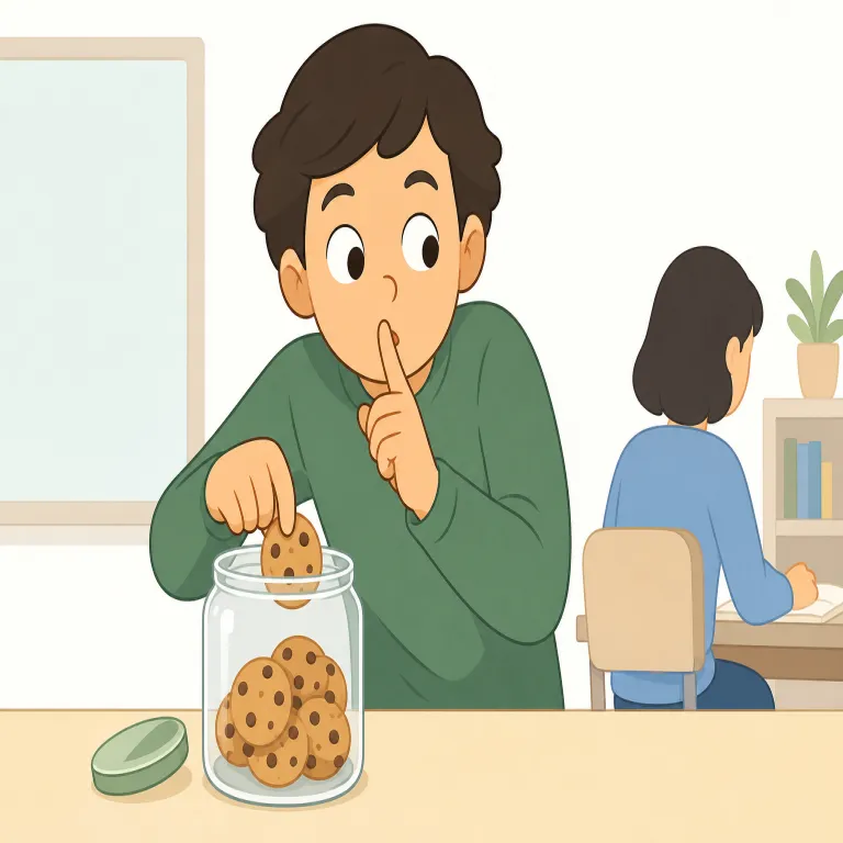 surreptitiously（こっそり・副詞）の覚え方イラスト