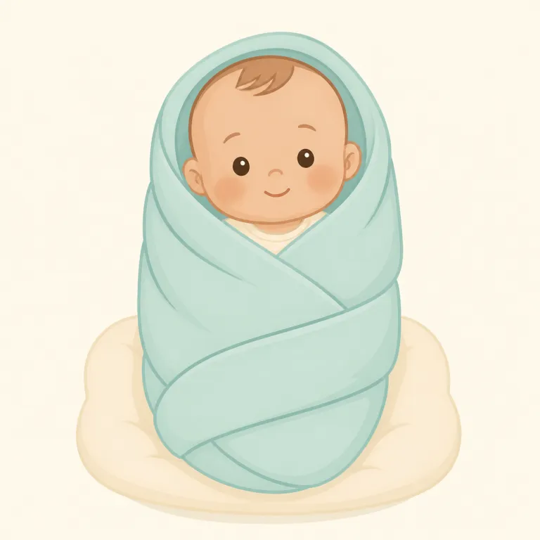 swaddling（くるむこと・名詞）の覚え方イラスト — swaddling は動詞 swaddle「赤ちゃんを布でくるむ」に -ing が付いて名詞化した語です