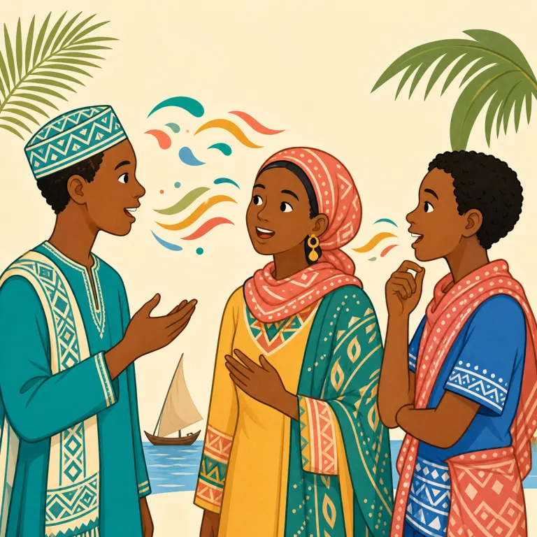 swahili（スワヒリ語・名詞）の覚え方イラスト — 言語名として覚えるなら、まず「アフリカの主要言語名セット」の一員として固定すると残りやすい