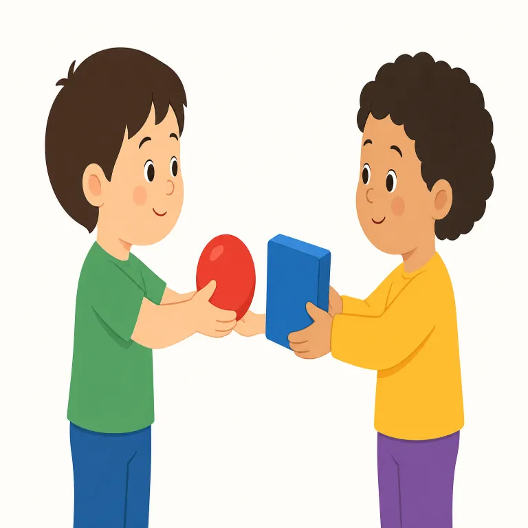 swap（交換する・動詞）の覚え方イラスト — swap は「一方的に替える」ではなく、「Aを出してBを受け取る」「その場で入れ替える」と覚えると定着しやすいです