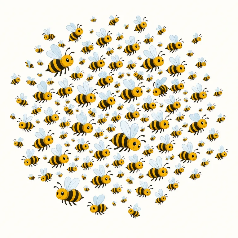 swarm（群れ・名詞）の覚え方イラスト — 名詞の swarm は、空中や地面にできた「点の集まりの塊」を思い浮かべるとよいです
