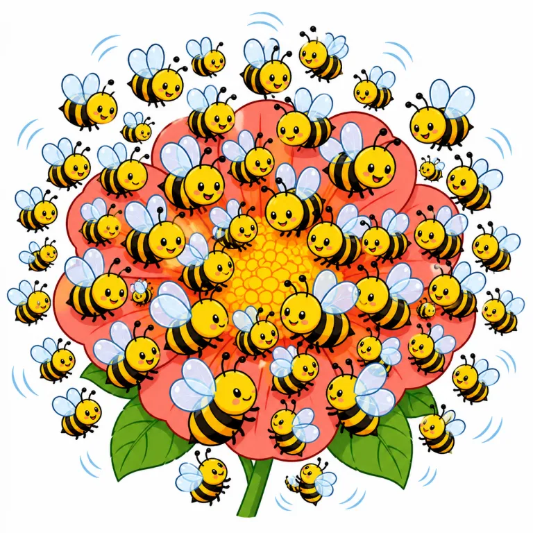 swarm（群がる・verb）の覚え方イラスト