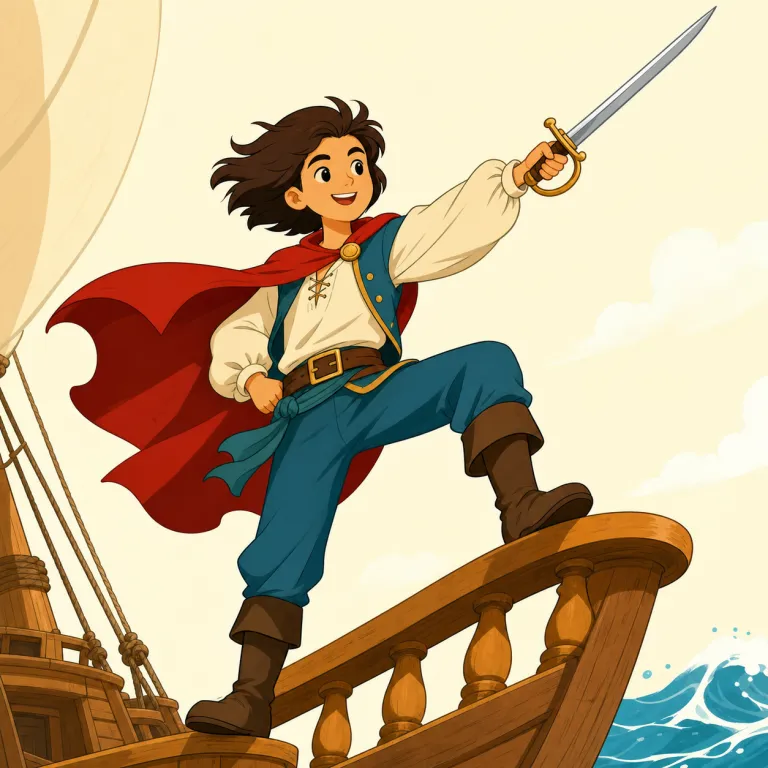 swashbuckling（冒険活劇風の、勇ましい・形容詞）の覚え方イラスト — swashbuckling は、まず pirate・sword・hero・adventure を一緒に思い浮かべると定着しやすい語