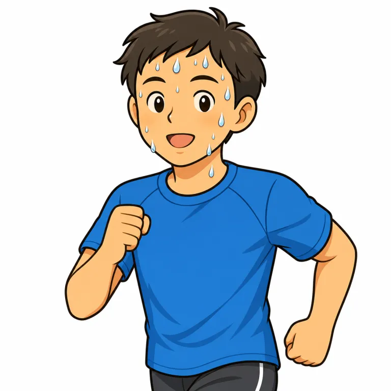 sweat（汗をかく・verb）の覚え方イラスト