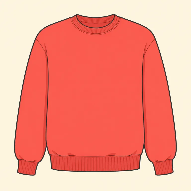 sweatshirt（トレーナー・名詞）の覚え方イラスト — sweat「汗」＋shirt「シャツ」で、「運動時の汗を吸う厚手のシャツ」が出発点です