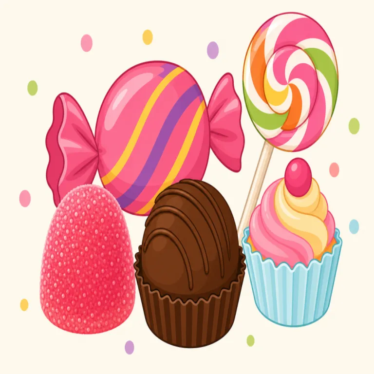 sweet（お菓子、甘い物・noun）の覚え方イラスト