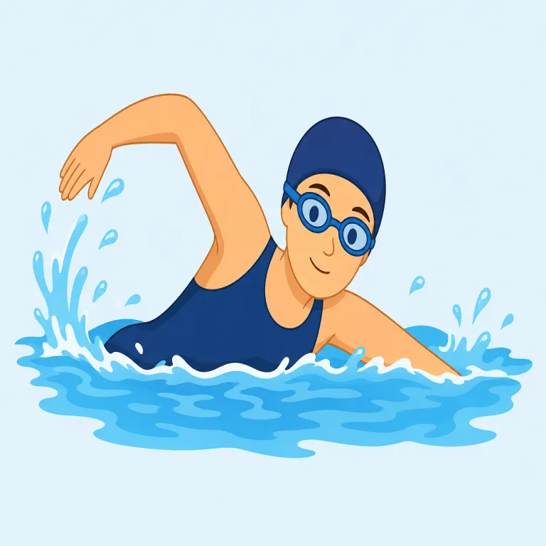 swimmer（泳ぐ人・名詞）の覚え方イラスト — swim を知っていれば、swimmer は「泳ぐ人」とそのまま取れます