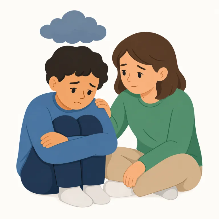 sympathise（同情する・動詞）の覚え方イラスト — sympathise の「同情する」は、相手の苦しみ・悲しみ・困難に心を寄せる動詞です