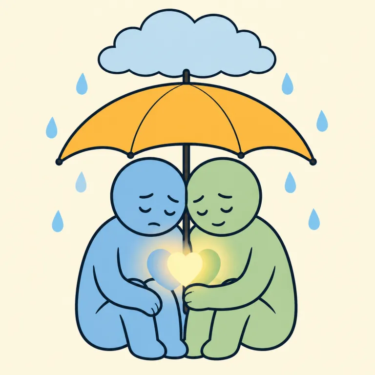 sympathize（共感する・verb）の覚え方イラスト
