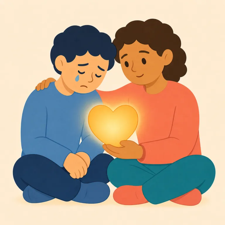 sympathy（共感・noun）の覚え方イラスト