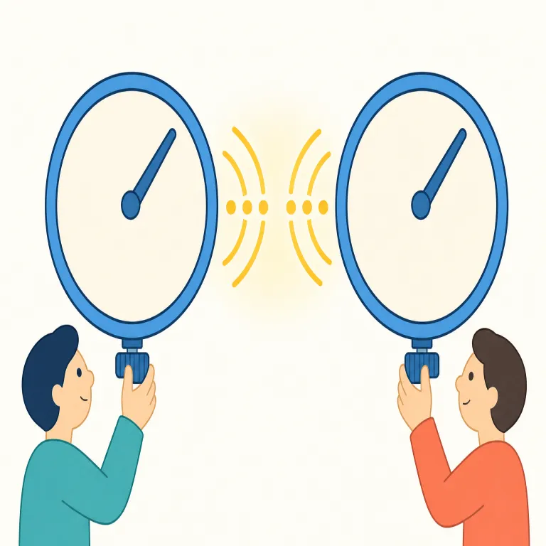 synchronization（同期・名詞）の覚え方イラスト — まず sync という省略形をセットで覚えると定着しやすい