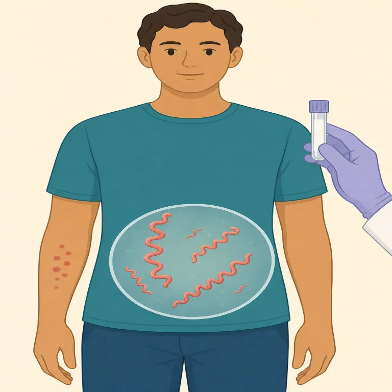 syphilis（梅毒・名詞）の覚え方イラスト — 医療英語の病名として固まりで覚える語です
