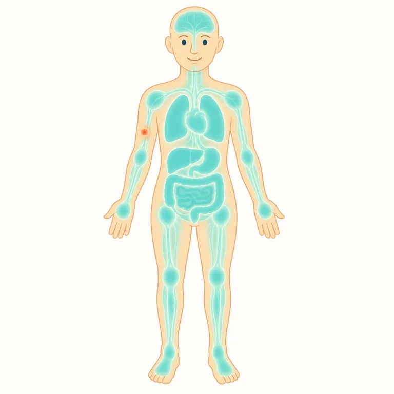 systemic（全身性の、全身の・adjective）の覚え方イラスト