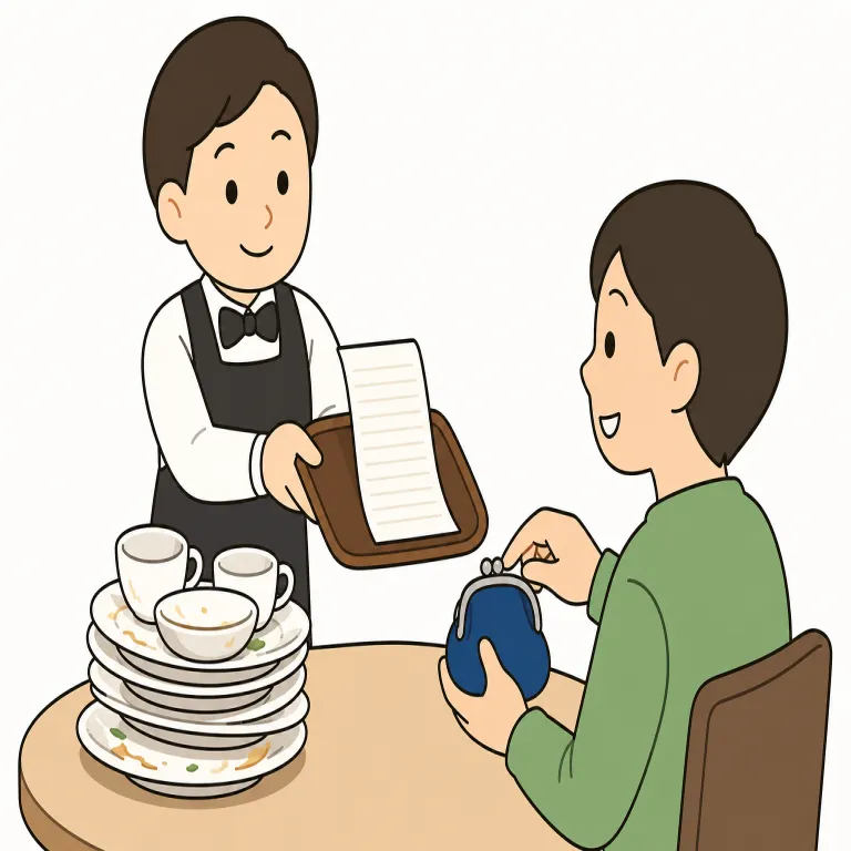 tab（勘定書、つけ・noun）の覚え方イラスト