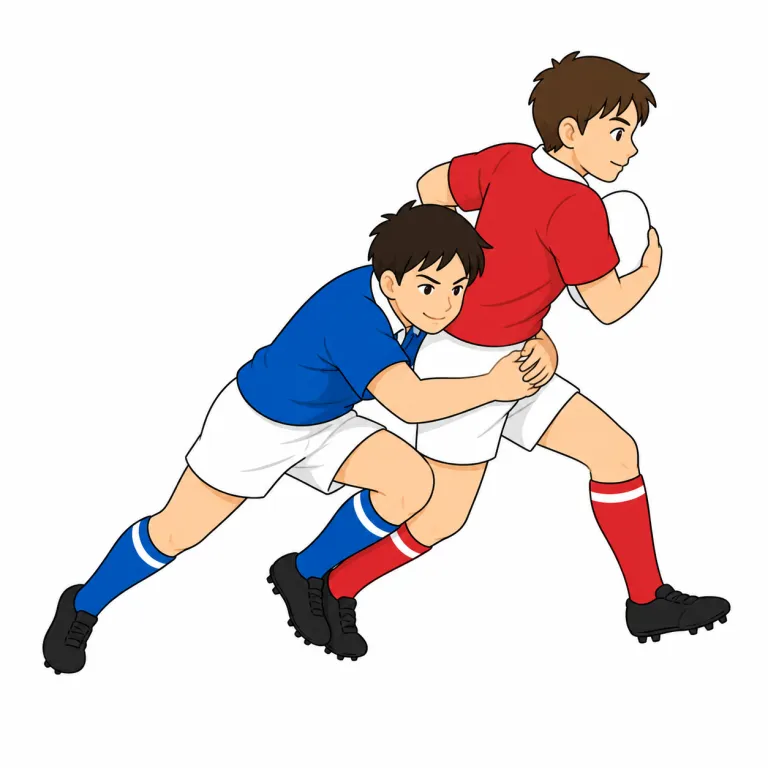 tackler（タックルをする選手・noun）の覚え方イラスト