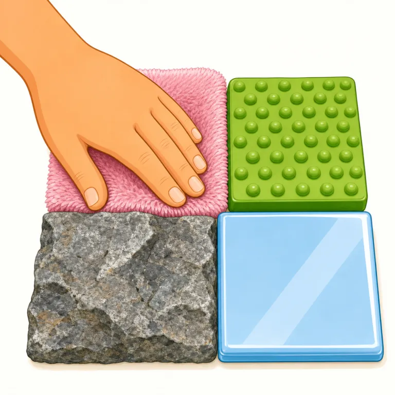 tactile（触覚的な・形容詞）の覚え方イラスト — touch や tangible を知っていれば、「手で触れて感じ取れる側の語だな」と結びつけやすい