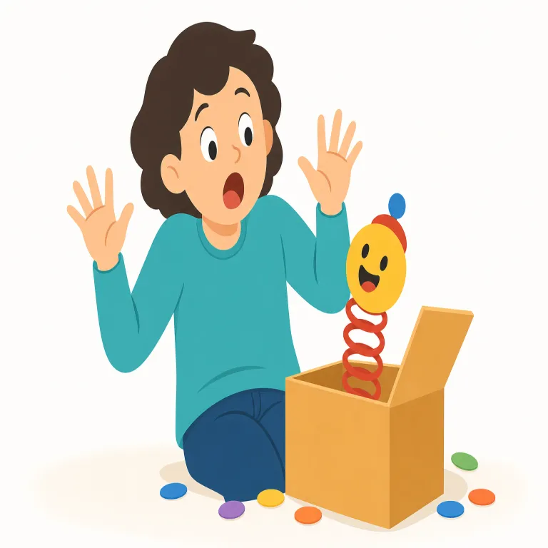 take a by surprise（不意に驚かす・イディオム）の覚え方イラスト — この句は「take＋人＋by surprise」でひとかたまりで覚えるのが近道