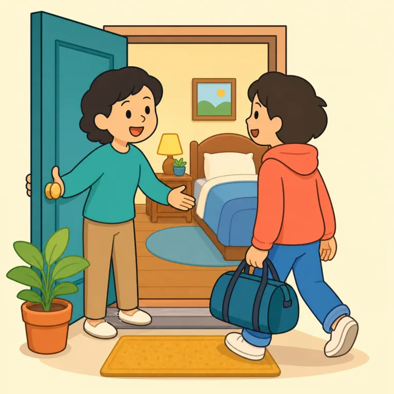 take in（泊める、受け入れる・phrasal_verb）の覚え方イラスト