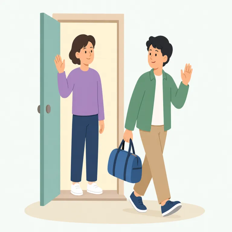take leave of（別れを告げる・イディオム）の覚え方イラスト — take leave of は leave を動詞の「去る」ではなく、名詞の leave「許可・暇」として見ると覚えやすいです