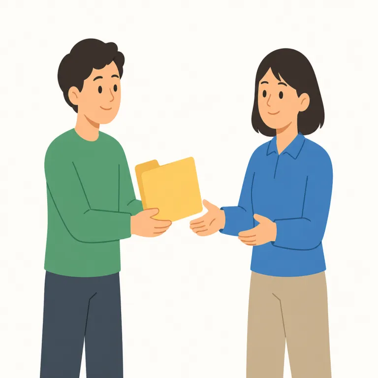 take over（引き継ぐ・句動詞）の覚え方イラスト — take over は、前任者がしていた仕事・役目・運転などを自分が続けて受け持つイメージで覚えます