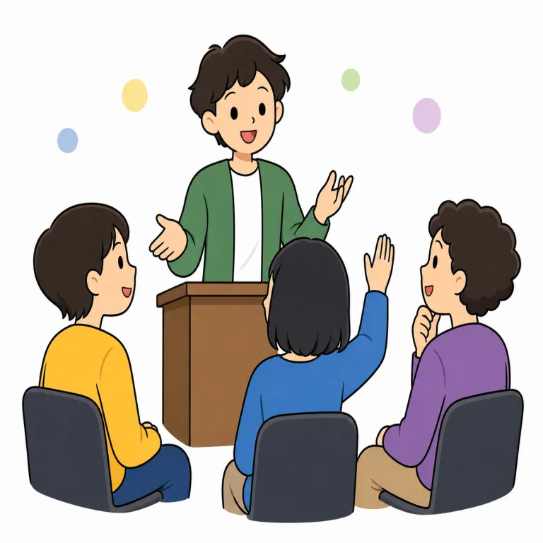 talk（会話、話し合い、講演・noun）の覚え方イラスト