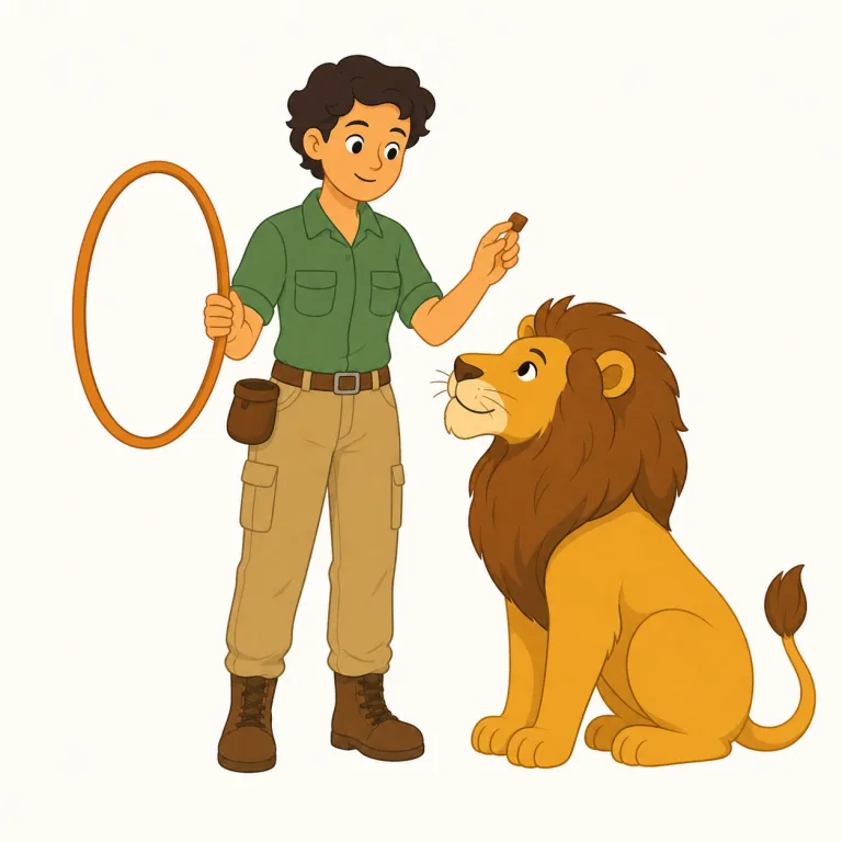 tamer（調教師・名詞）の覚え方イラスト — tamer は tame「飼いならす」に、行為者を表す -er が付いた名詞です