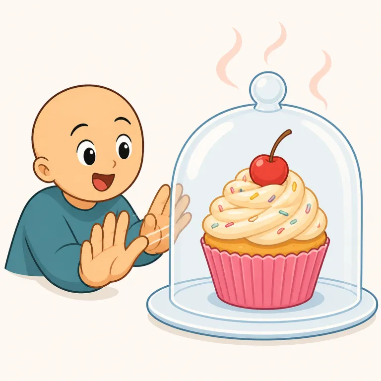 tantalize（じらす、興味や食欲をそそる・動詞）の覚え方イラスト — tease（からかう・じらす）や tempt（誘惑する）を知っていると覚えやすい語です