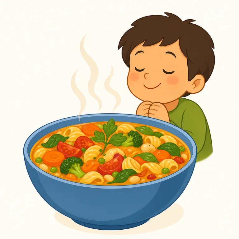 tasty（おいしい・形容詞）の覚え方イラスト — このエントリの tasty は、食べ物を「おいしい」と評価する用法として覚えます