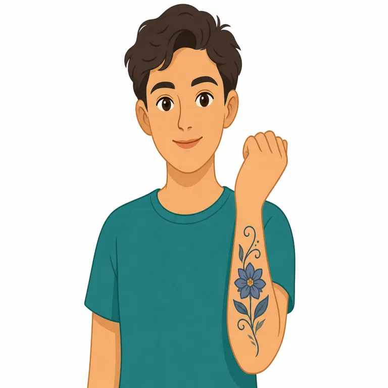 tattoo（入れ墨、タトゥー・名詞）の覚え方イラスト — 名詞の tattoo は「肌にある恒久的なデザイン」として覚えると使いやすい