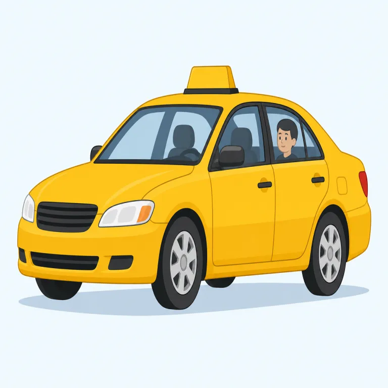 taxi（タクシー・名詞）の覚え方イラスト