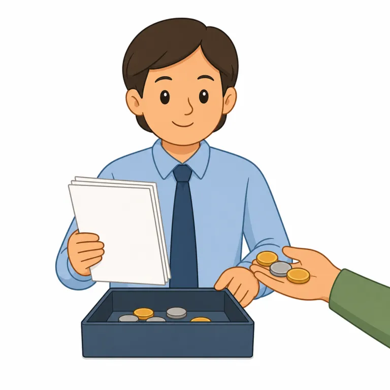 taxman（税務署員・名詞）の覚え方イラスト — この taxman は「徴税人」という基本義ではなく、税務署や税務当局で働く職員をくだけて指す用法として覚えます