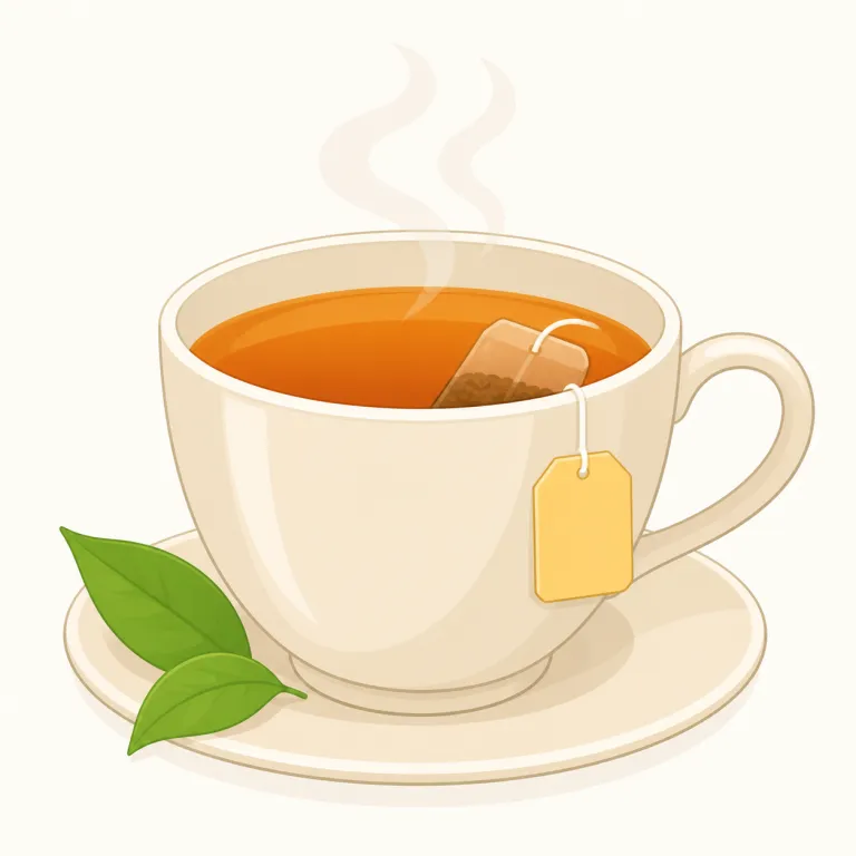 tea（お茶・名詞）の覚え方イラスト — このエントリの tea は、紅茶という基本義ではなく、日本語の「お茶」、特に緑茶や茶道など日本文化に結びつく茶を表す意味として覚えます