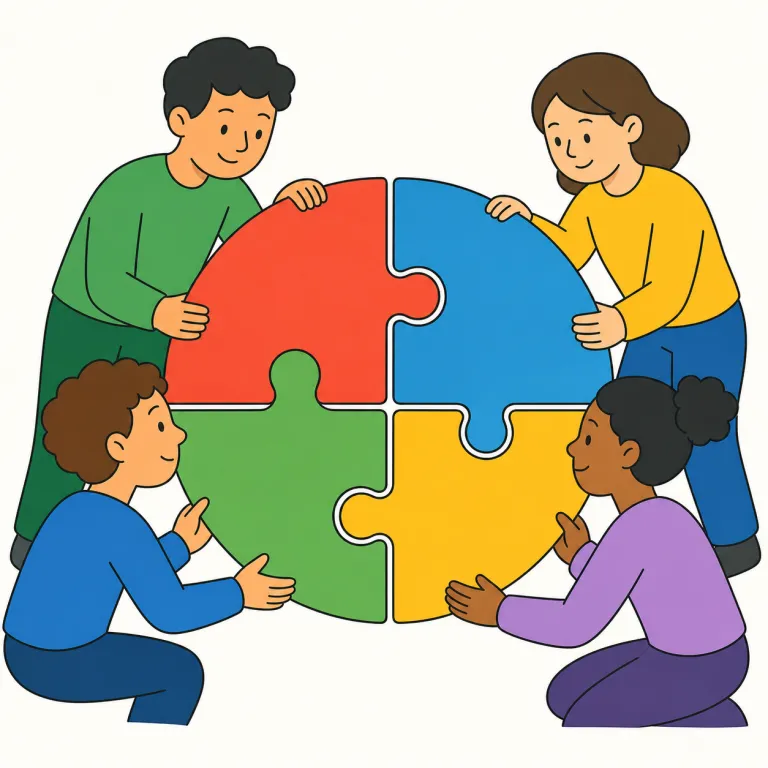 teamwork（チームワーク・名詞）の覚え方イラスト