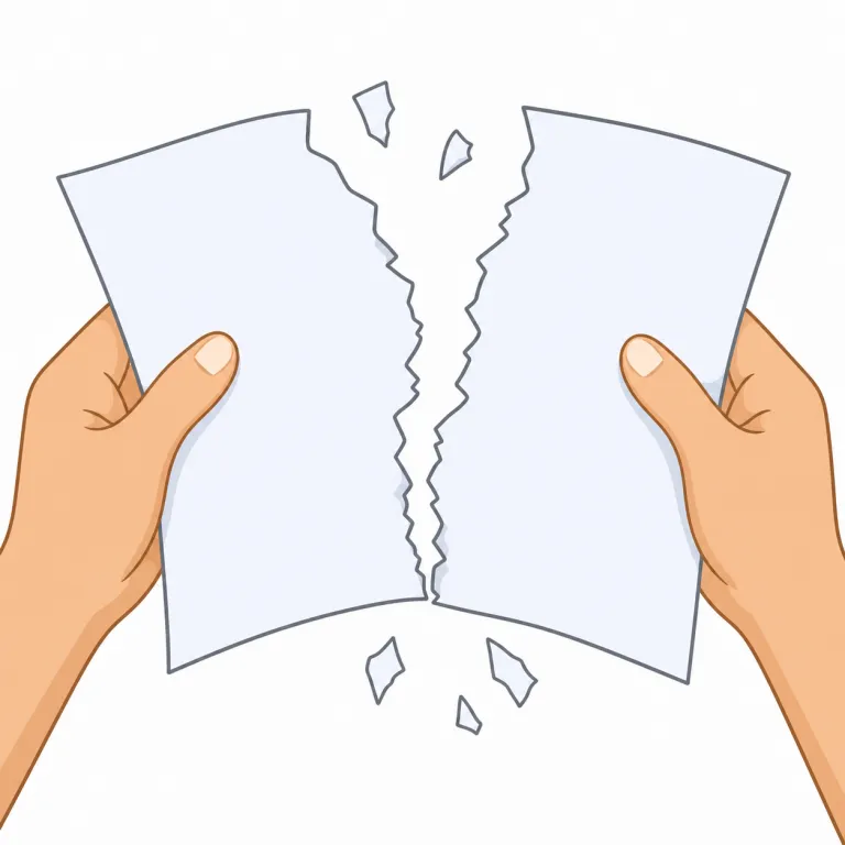 tear up（引き裂く・句動詞）の覚え方イラスト — tear は動詞で「引き裂く」、up は「完全に・徹底的に」の感覚を加えることが多いので、tear up は紙や手紙、契約書などを細かく破って使えない状態にするイメージで覚えます