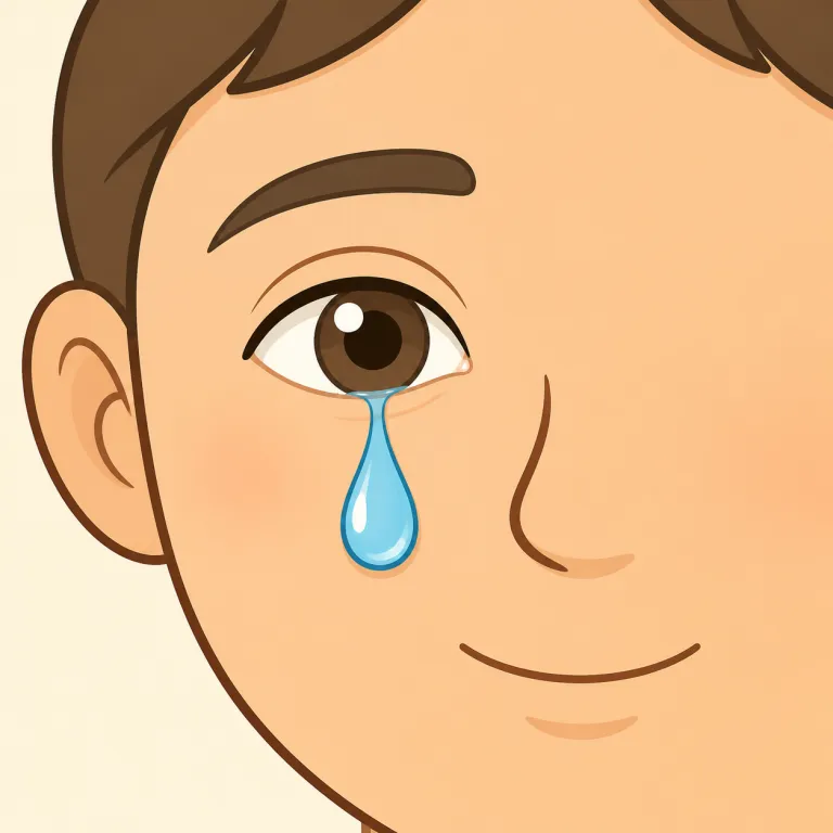 teardrop（涙のしずく・名詞）の覚え方イラスト — tear と drop をそのまま重ねた語なので、まずは「涙が一滴ぽとっと落ちる絵」を固定すると覚えやすいです