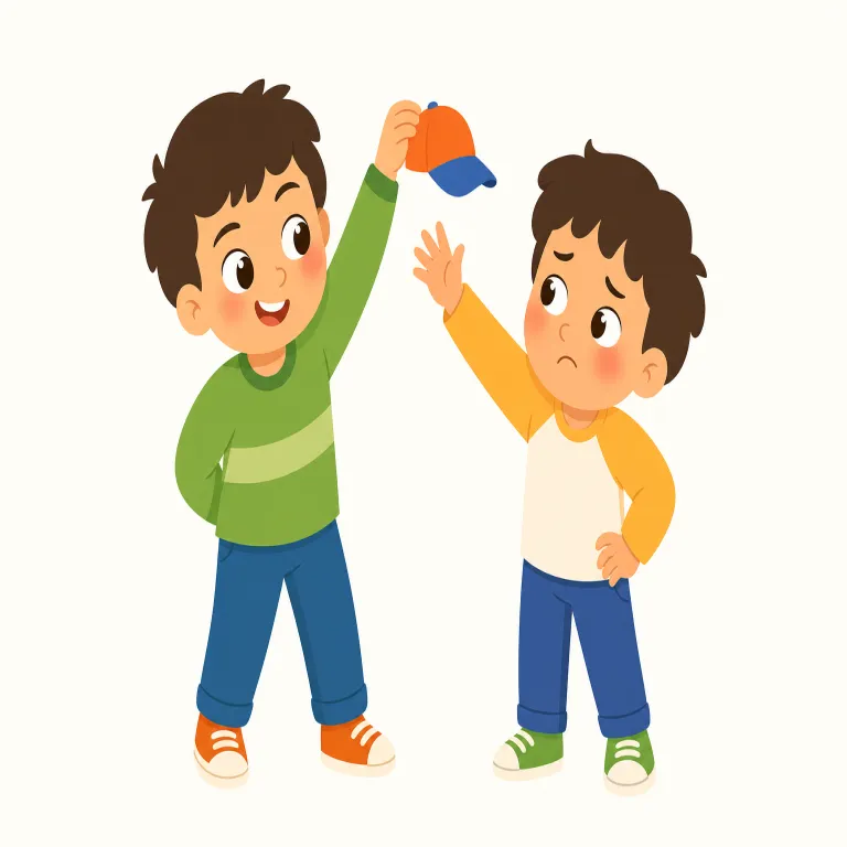 tease（からかう・動詞）の覚え方イラスト — tease は、相手を冗談めかしてつつき、反応を引き出す「からかう」と覚えます