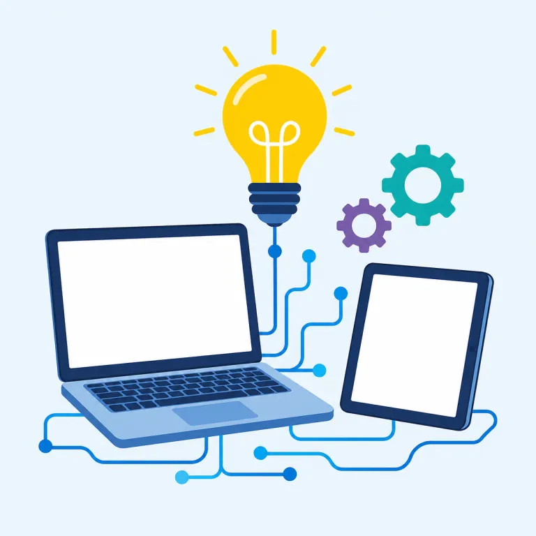 tech（技術・名詞）の覚え方イラスト — tech は technology の短縮形だと押さえると覚えやすいです