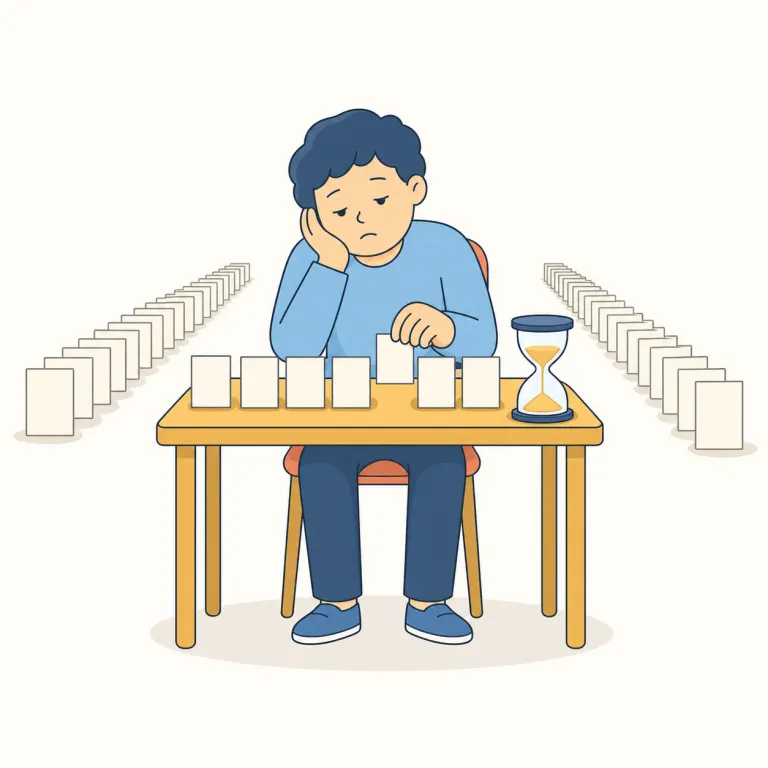 tedium（退屈さ・名詞）の覚え方イラスト — このエントリでは tedium を「退屈さ」として覚えます