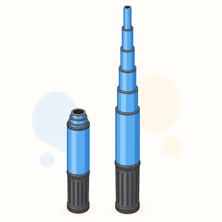 telescoping（伸縮式の・形容詞）の覚え方イラスト — telescoping は telescope「望遠鏡」の筒を引き出したり縮めたりする動きから連想すると定着します